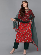 Women Cotton Blend Floral Printed Kurta-VKSKD1719